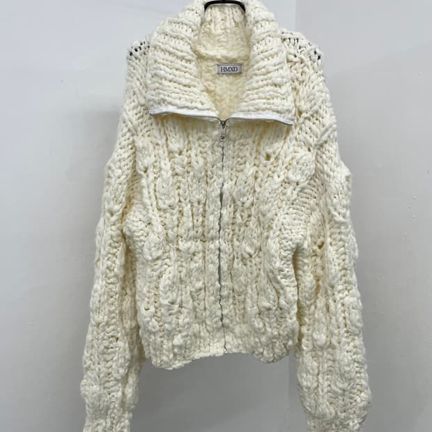 헤비 루즈 니트 집업