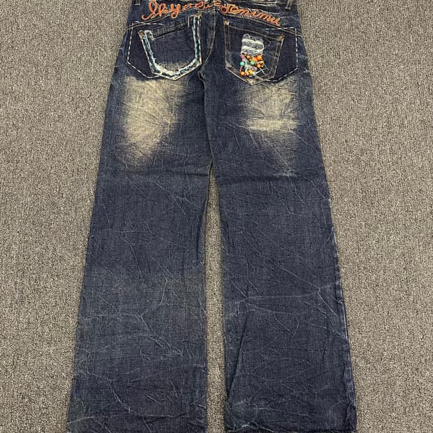 L)Japanese vintage y2k 비즈 디테일 로우라이즈 부츠컷