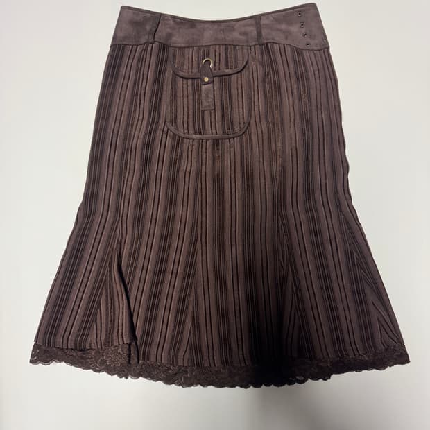 여성 빈티지 y2k 웨스턴 주름 레이스 스커트 치마 32.2인치