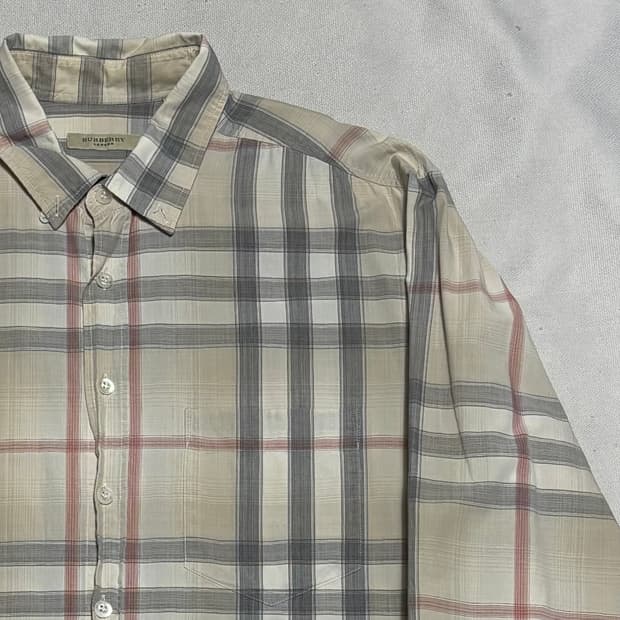 L 버버리 베이지 체크셔츠