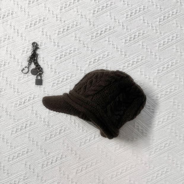 케이블 니트 패턴 셔링 캡