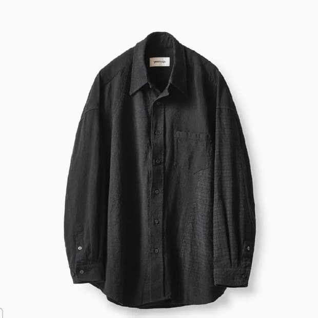 3,L)이얼즈어고 디비전 크럼플 셔츠 블랙