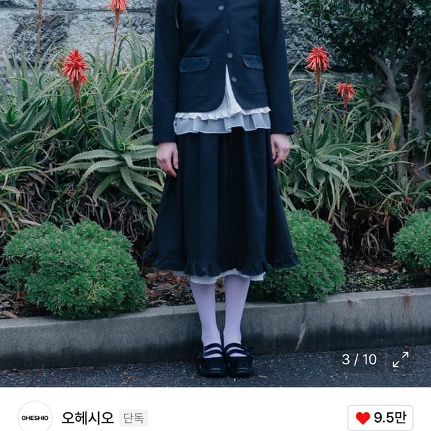 오헤시오 도트 라운드 카라 자켓 블랙