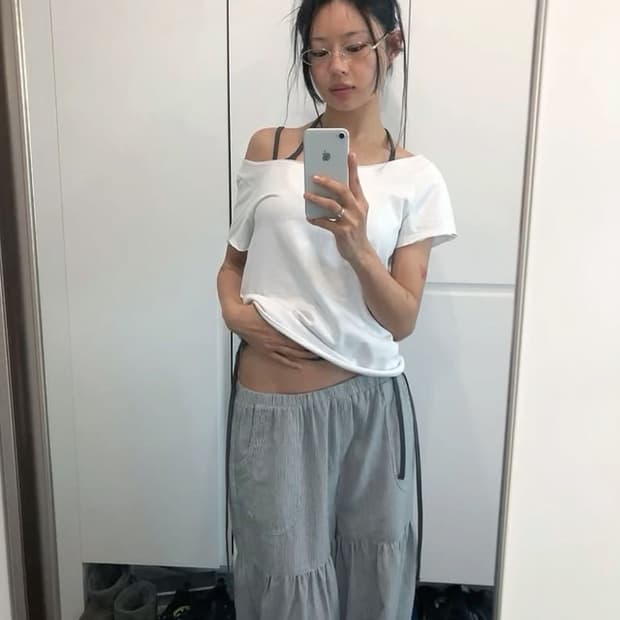 코이세이오 셔링 러프 팬츠 스트라이프