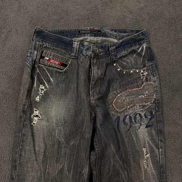 [정품] fubu 후부 올드스쿨 그레이진 워싱 데님 팬츠