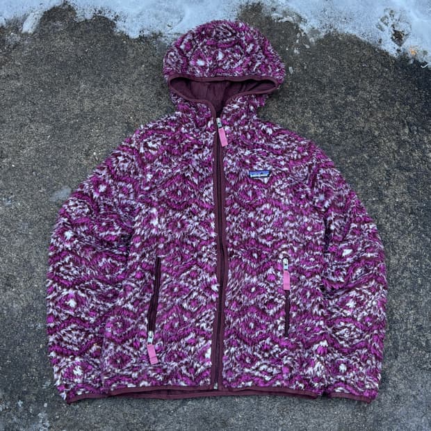 빈티지 파타고니아 핑크 우먼스 플리스 후드집업