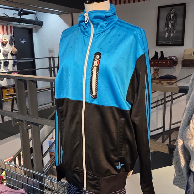 ADIDAS 아디다스 블루블랙 도트집업