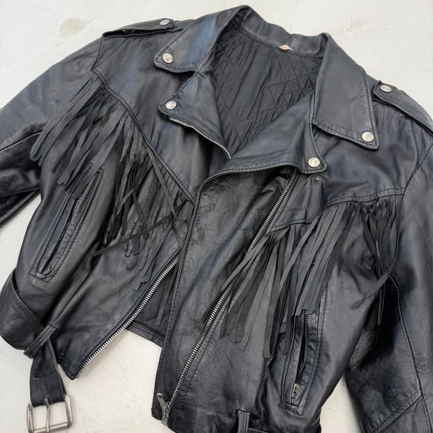 Fringe Cropped lether jacket