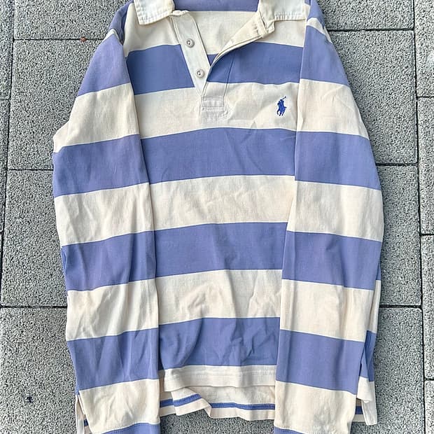 2000s 폴로 스트라이프 럭비 카라 롱슬리브