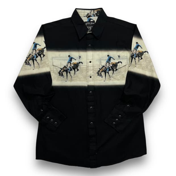 화이트 호스 웨스턴 승마 다크 빈티지 긴팔 셔츠