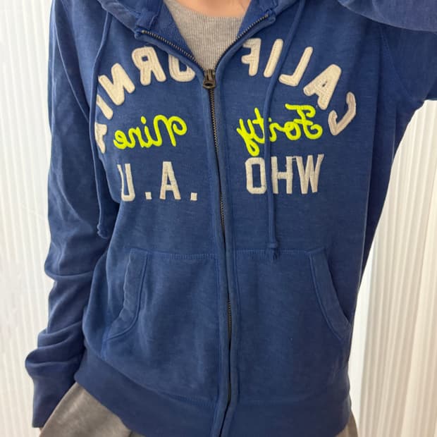후아유 블루 후드집업 L