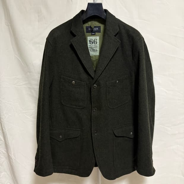 이스트로그 멜톤 울 밀리터리 블레이저 자켓 / 올리브, L