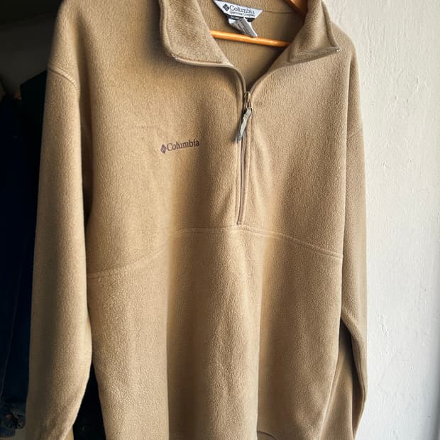 컬럼비아 플리스 하프집업 탄컬러
