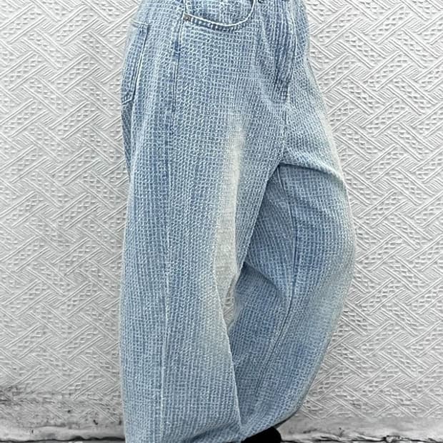 노이어 데미지 트위드스타일 워싱 데님팬츠 48 C08793