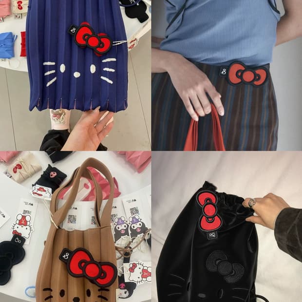 고양이 헬로키티 조셉앤스테이시 레드 블랙 리본