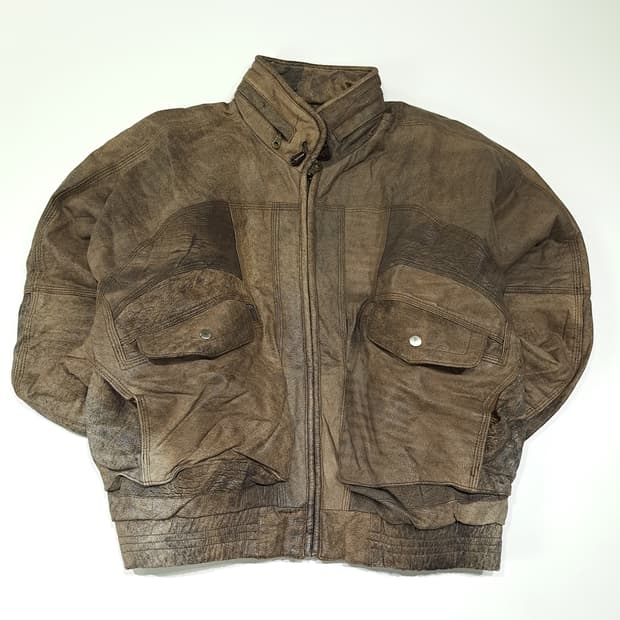 CL935 M 밀란레더웨어 80s 가죽 브라운 자켓