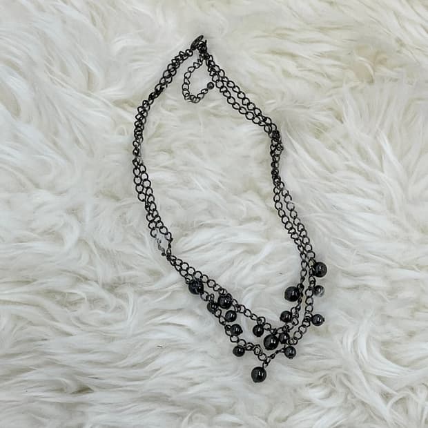 블랙 드롭 레이어드 네크리스