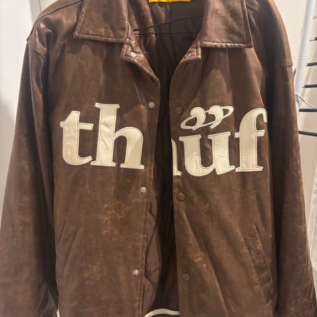 THUF 브라운 레더 봄버자켓