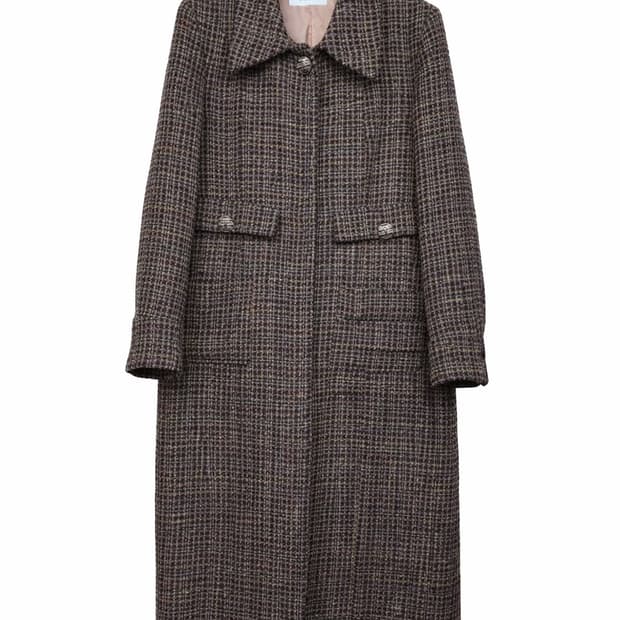 [정품] 한섬 TIME 타임 트위드 롱코트 울100% F사이즈 