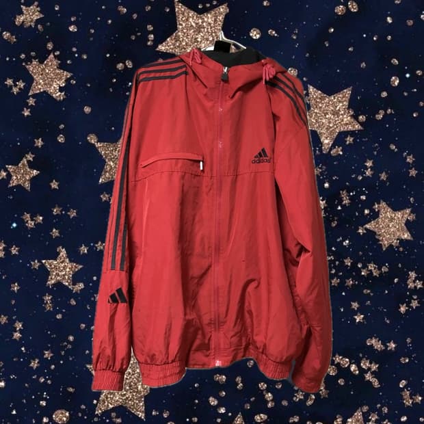 아디다스 빈티지 레드 자켓