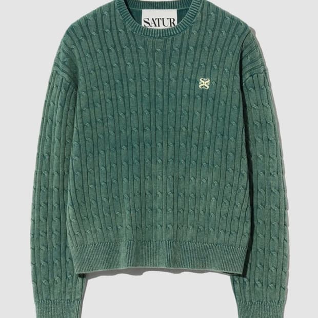 세터 클래식 다이드 케이블 니트 빈티지 그린