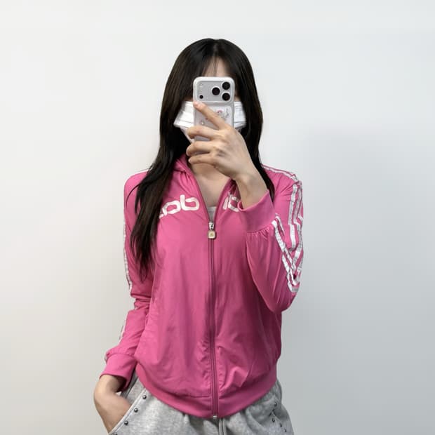 아디다스 아치 로고 트랙 바람막이 자켓 핑크
