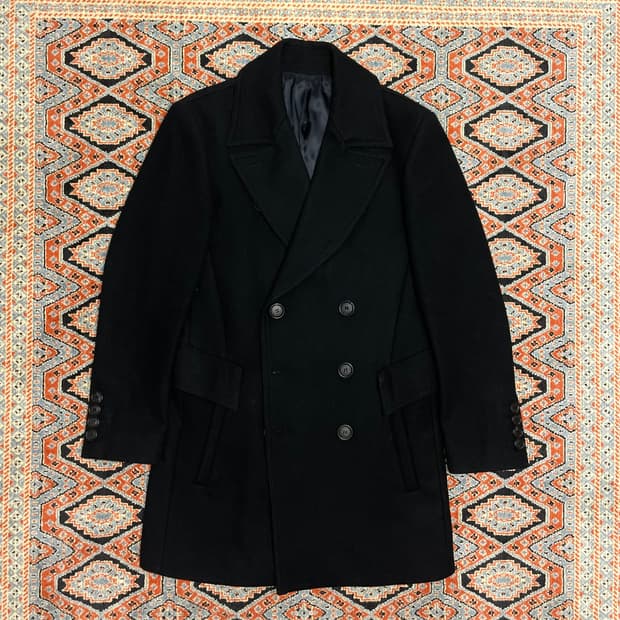 지오송지오 블랙 울 더블 피코트 남성95