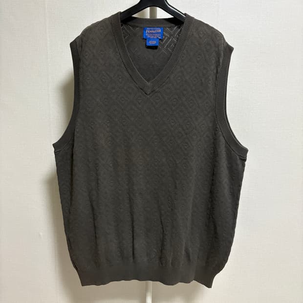 펜들턴 다이아 펀칭 코튼 니트 / 브라운, XL