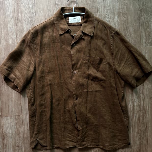자라 오리진 zara origins 린넨 반팔 셔츠 브라운 M