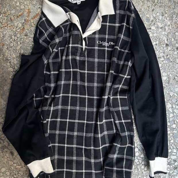 1990s 디올 스포츠 체크 카라 긴팔 롱슬리브