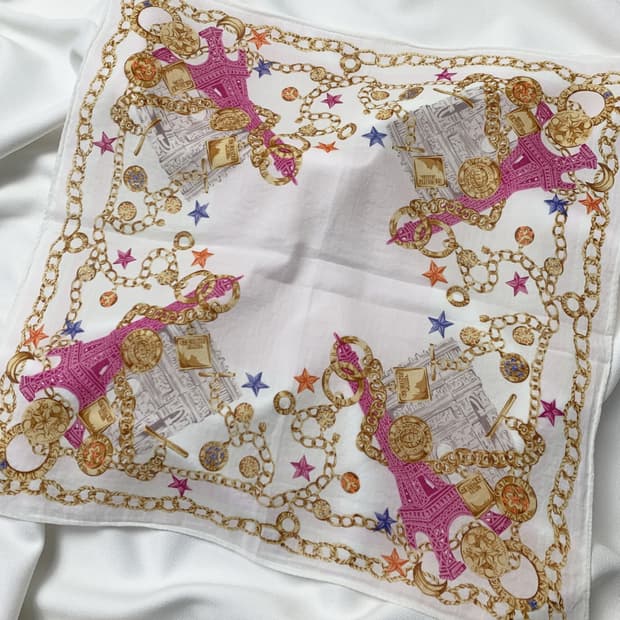 [정품] Celine 셀린느 에펠탑 패턴 빈티지 쁘띠스카프 손수건