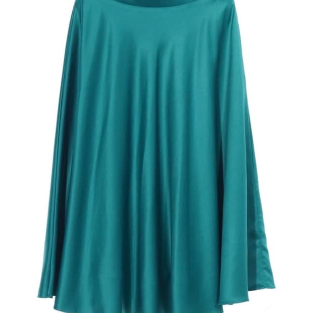 청록색 미디스커트