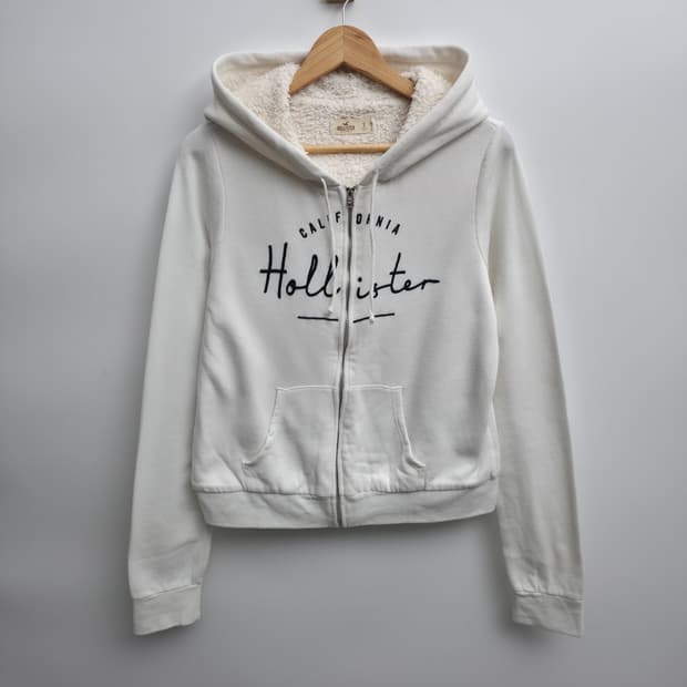 [S] 홀리스터 플리스 화이트 후드집업