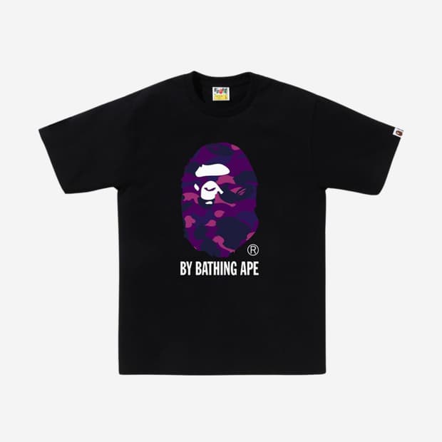 BAPE 베이프 컬러 카모 퍼플 반팔 L