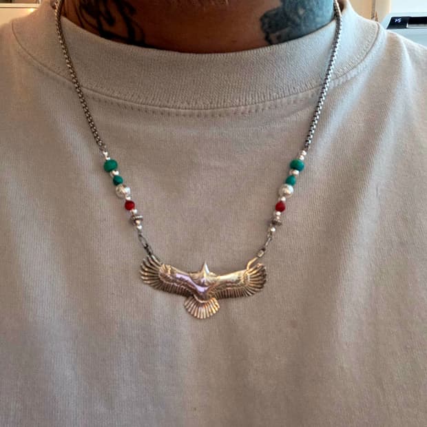 3Cross silver egle Navaho nacklace