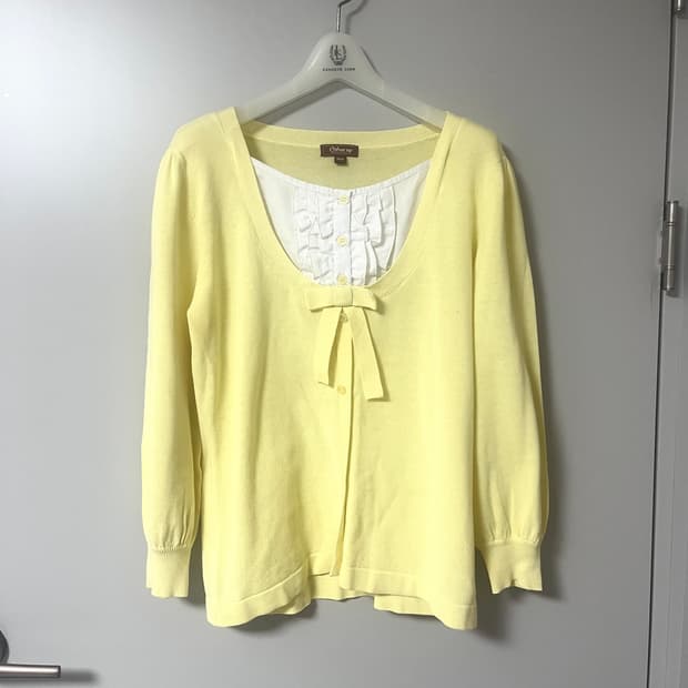 갸루 리본 프릴 셔츠 블라우스 니트