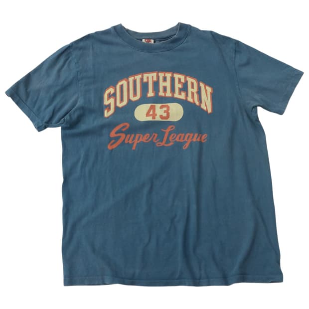 SOUTHERN 43 아치 로고 워시드 블루 반팔티셔츠 (M)