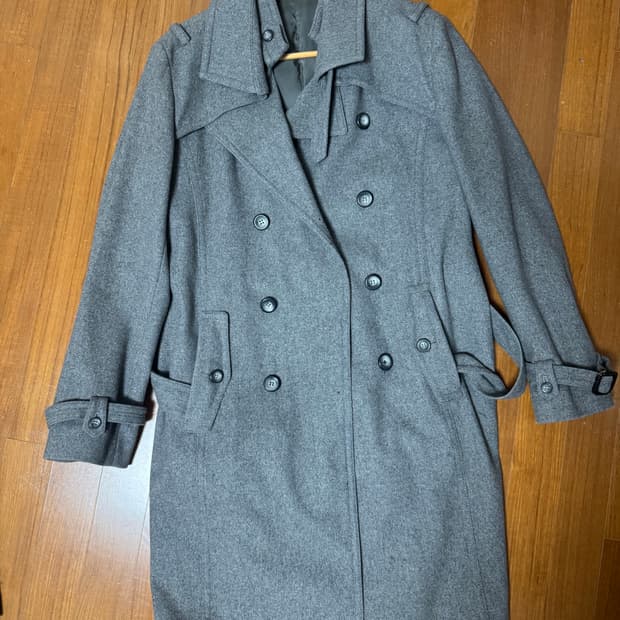 우영미 더블 롱코트 그레이