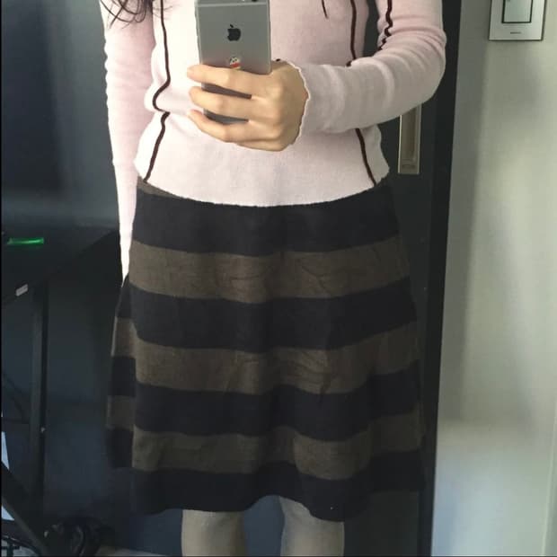 Te chichi 모리걸 괴짜 스트라이프 갸루 미디 스커트