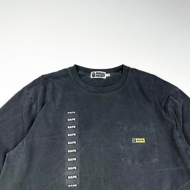 베이프 사루 피그먼트 차콜 롱슬리브 맨투맨 (XL)