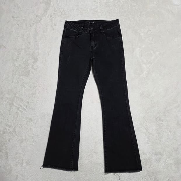 (XS)여성 플라스틱아일랜드 부츠컷 블랙 데님 팬츠