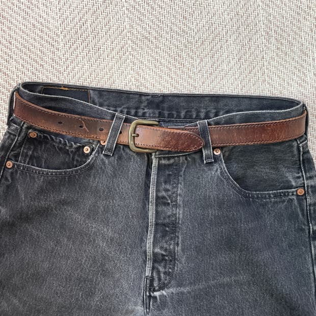 빈티지 Levis 브라운 버클 레더 벨트 