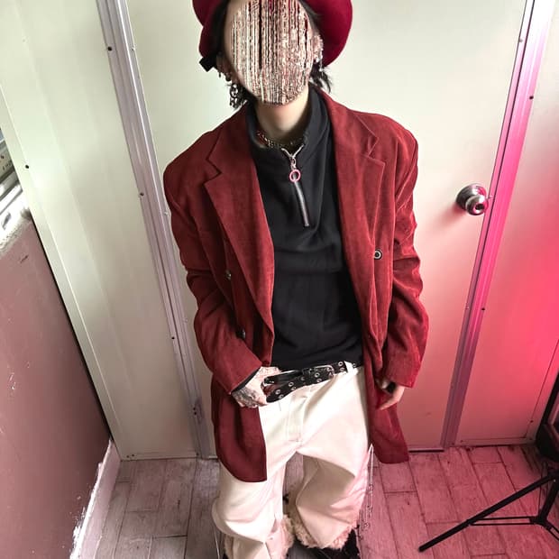 벨벳 레드와인 블레이져 자켓