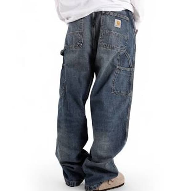 칼하트 OG 싱글니 팬츠 카마노 BLUE DARK USED WASH