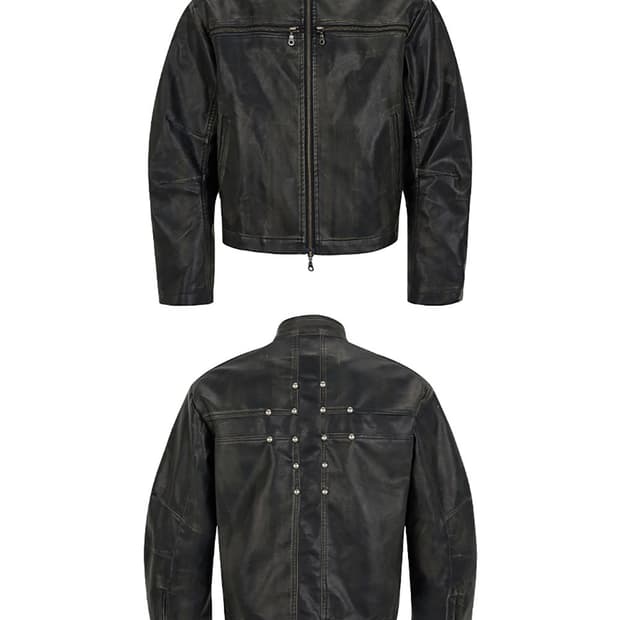 (SGW) Cross Zipper Leather Jacket