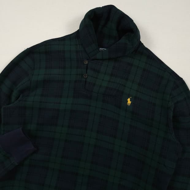 L(100)폴로 랄프로렌 타탄체크 숄더넥 니트