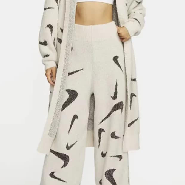 나이키 피닉스 코지 부클레 하이웨이스트 와이드 니트 팬츠