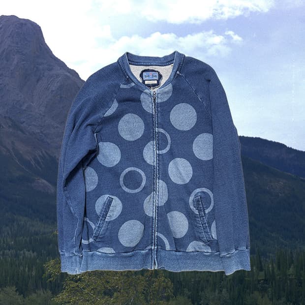 인디고 도트 스웻 집업