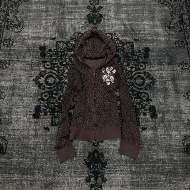 90s Cbgb leopard skull pull over parker