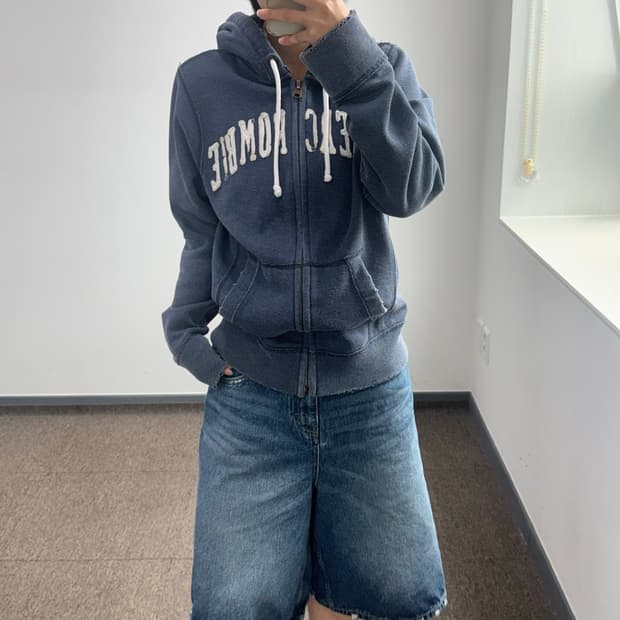 Abercrombie 아베크롬비 스펠아웃로고 네이비 후드집업